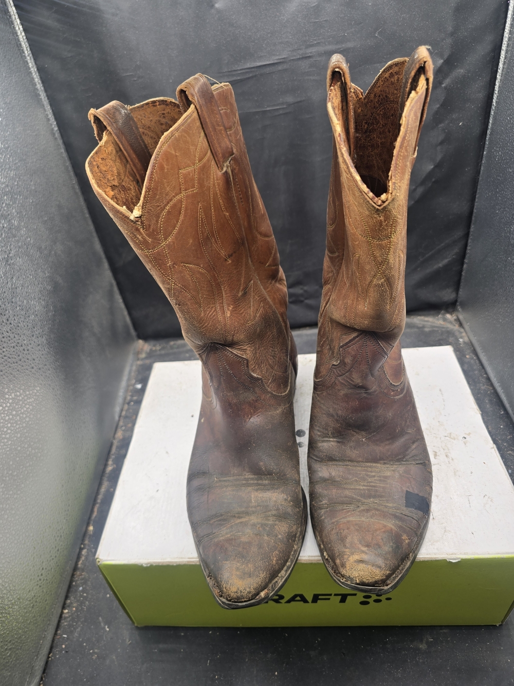 Men's Distressed Brown Leather Western Cowboy Boots